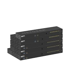 The M4250 switches are designed for a clean integration with traditional rack-mounted AV equipment. A sleek, black display panel provides port and activity status in the front, with all power and network cabling neatly organized in the back. The M4250 switches are designed for a clean integration with traditional rack-mounted AV equipment. A sleek, black display panel provides port and activity status in the front, with all power and network cabling neatly organized in the back.