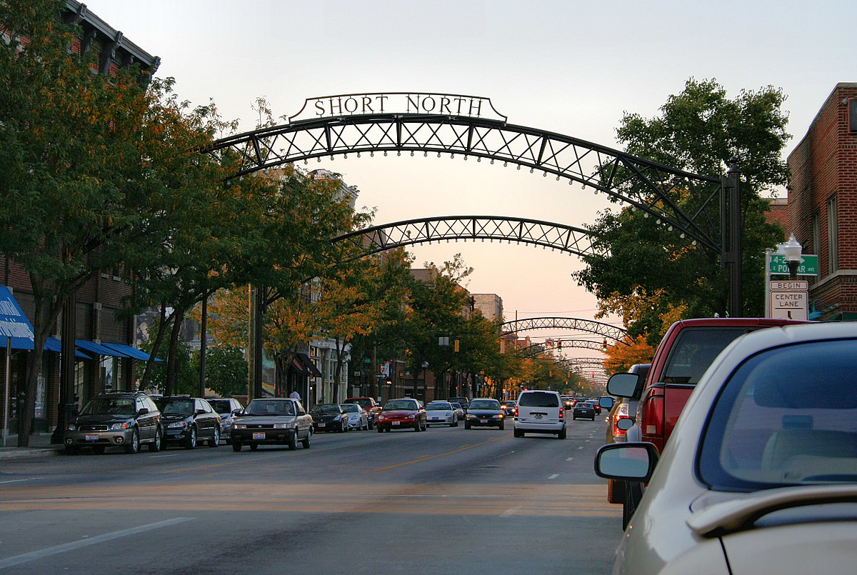 Short North district arches on High Street in Columbus, Ohio.