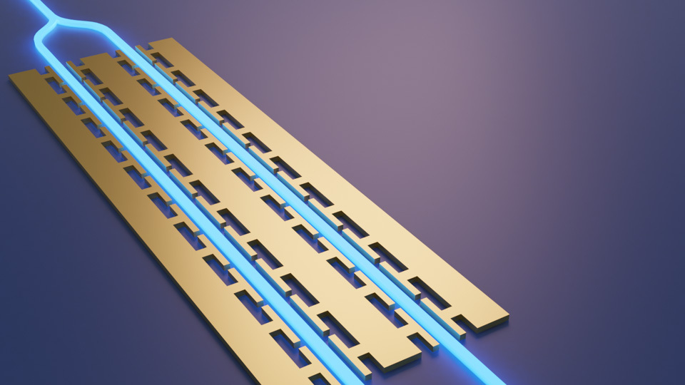 Artistic view of next generation integrated lithium niobate optical modulator developed by HyperLight.