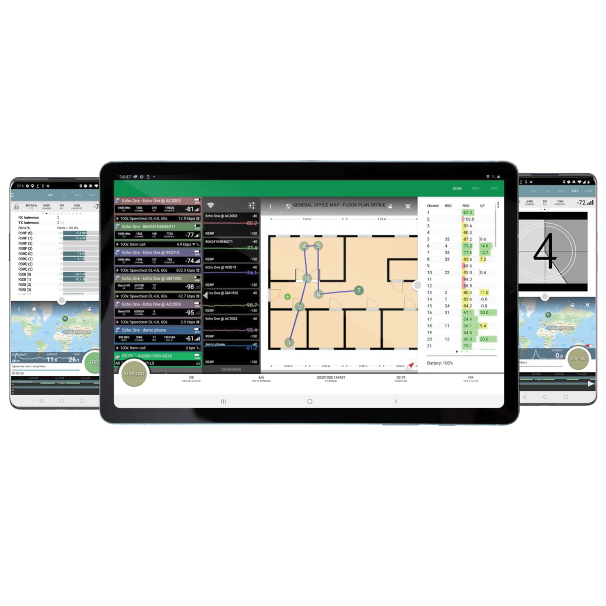 The flexible AirScout Mobility Solutions Wireless Performance Tester platform can be used for both outdoor drive testing, as well as in-building networks.
