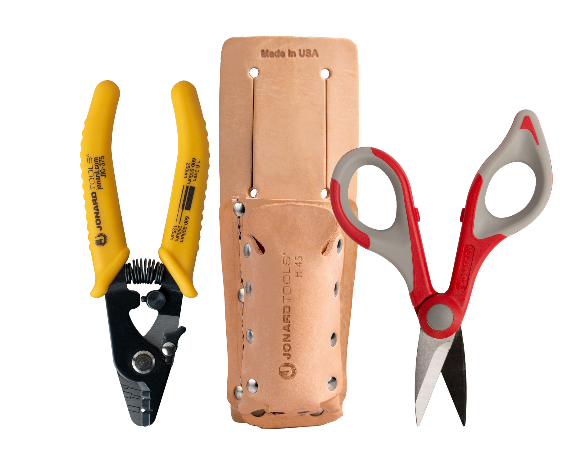 Jonard's TK-355 Fiber Stripper & Kevlar Shears Kit w/ Leather Pouch