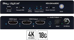 Key Digital's KD-DA1x2DC - 4K 18G HDMI Distribution Amplifier with Audio De-Embed, 4K to 1080p Down-Convert unit Key Digital's KD-DA1x2DC - 4K 18G HDMI Distribution Amplifier with Audio De-Embed, 4K to 1080p Down-Convert unit