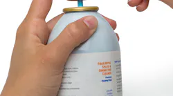 Engineered cleaning fluid dispenses in metered doses via a specialized dispenser cap.