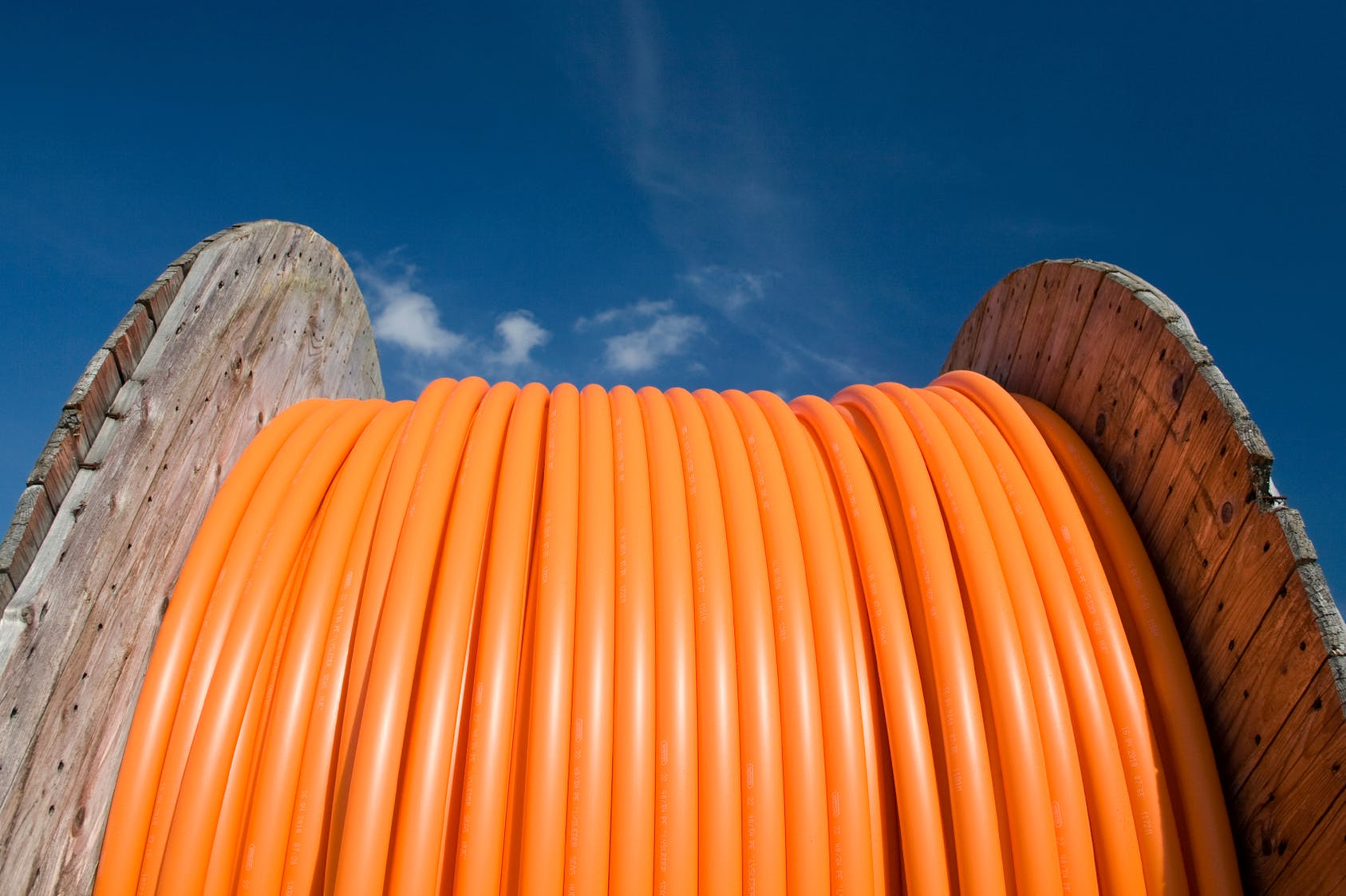 A fiber-optic cable reel.