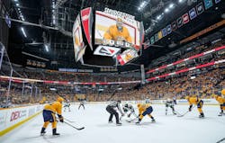 The Nashville Predators play hockey at Tennessee's Bridgestone Arena. The Nashville Predators play hockey at Tennessee's Bridgestone Arena.
