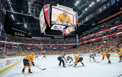 The Nashville Predators play hockey at Tennessee's Bridgestone Arena.