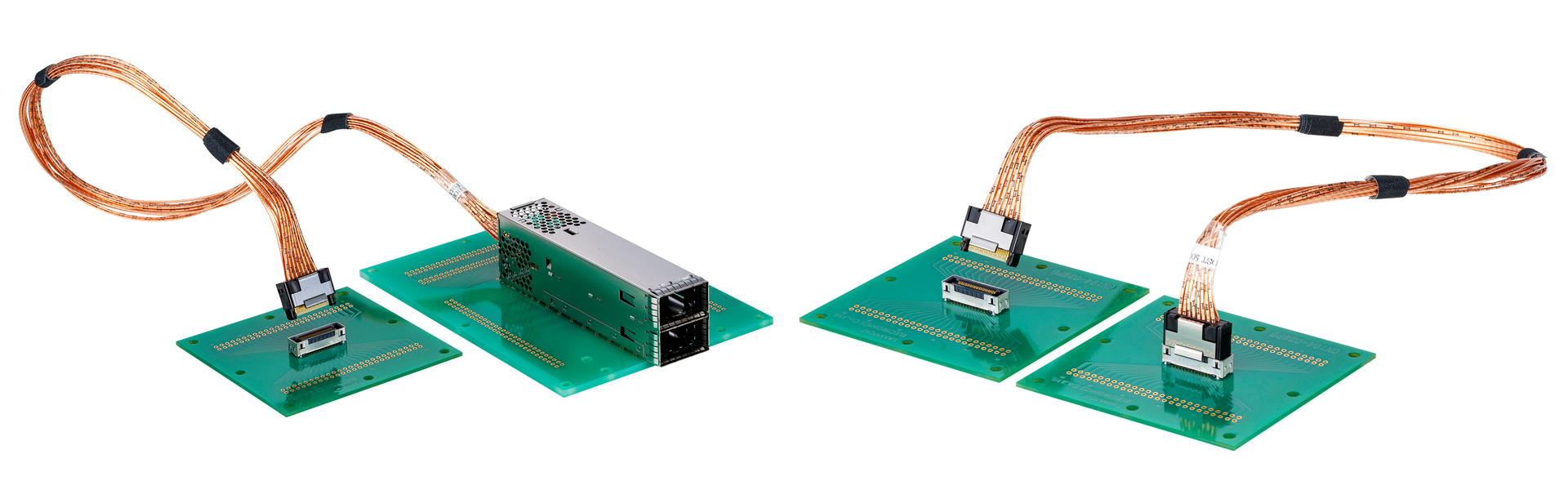 Left: HOST to OSFP, Right: HOST to HOST; 112Gbps Jumper Cable Interconnect product