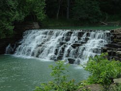 Arkansas, Devils Den State Park. Lee Creek Waterfall. Arkansas, Devils Den State Park. Lee Creek Waterfall.