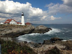 A lighthouse on the Maine coast. A lighthouse on the Maine coast.