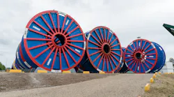 Empty subsea umbilical cable reels. (Le Trait, Seine-Maritime / France - August 2019)