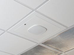 Locking, plenum-rated, ceiling-tile WiFi AP enclosures protect wireless infrastructure.
