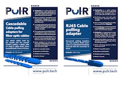 2 examples of the new Helipuller cable pulling adapters as launched at this year's BICSI Fall Conference. The technology was lauded with a 2022 Cabling Innovators Award from CI&M. 2 examples of the new Helipuller cable pulling adapters as launched at this year's BICSI Fall Conference. The technology was lauded with a 2022 Cabling Innovators Award from CI&M.