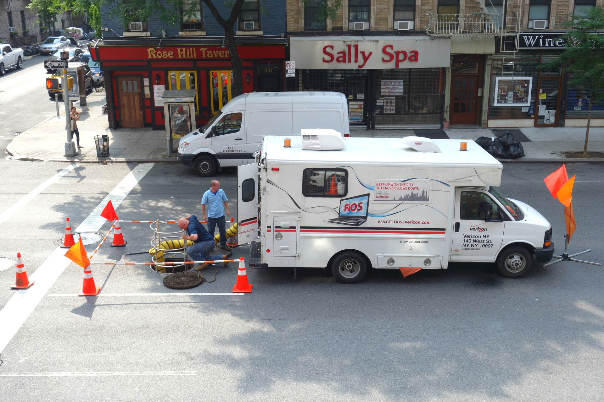 A Verizon Fios truck on Third Avenue, in Manhattan, NYC.
