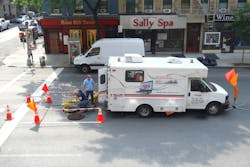 A Verizon Fios truck on Third Avenue, in Manhattan, NYC. A Verizon Fios truck on Third Avenue, in Manhattan, NYC.