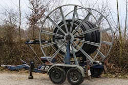 Cable drum with fiber-optic cable. Cable drum with fiber-optic cable.