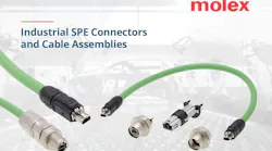 On display at SPS 2022, Molex’s new Single Pair Ethernet (SPE) technology expands IP connectivity in automated factory settings and higher data rates on long cable runs to eliminate transmission bottlenecks in field-level network operations.