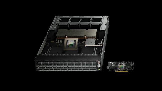 Shown here are elements of NVIDIA's Spectrum-X Ethernet Networking Platform, which has been designed to support the low-latency needs of generative AI networks.