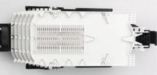Top view of Prysmian's Eagle Splice Closure, open