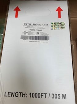 Cat 5e cable box with holographic UL label Cat 5e cable box with holographic UL label