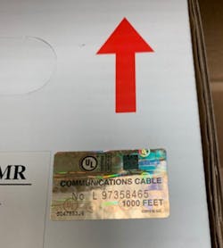 Close up of UL holographic label Close up of UL holographic label