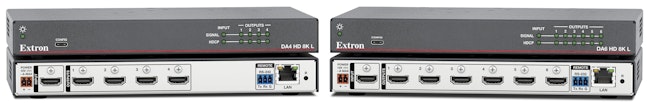 Extron's DA4 and DA6 HD 8K L amplifiers