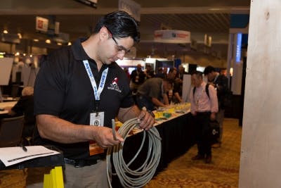 The Cabling Skills Challenge has a long history of attracting the ICT industry's most-talented installers and technicians. Shown here is Alberto Luna, who was crowned Installer of the Year in 2015 and 2016.