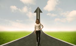 Professional looking at an uphill road Professional looking at an uphill road