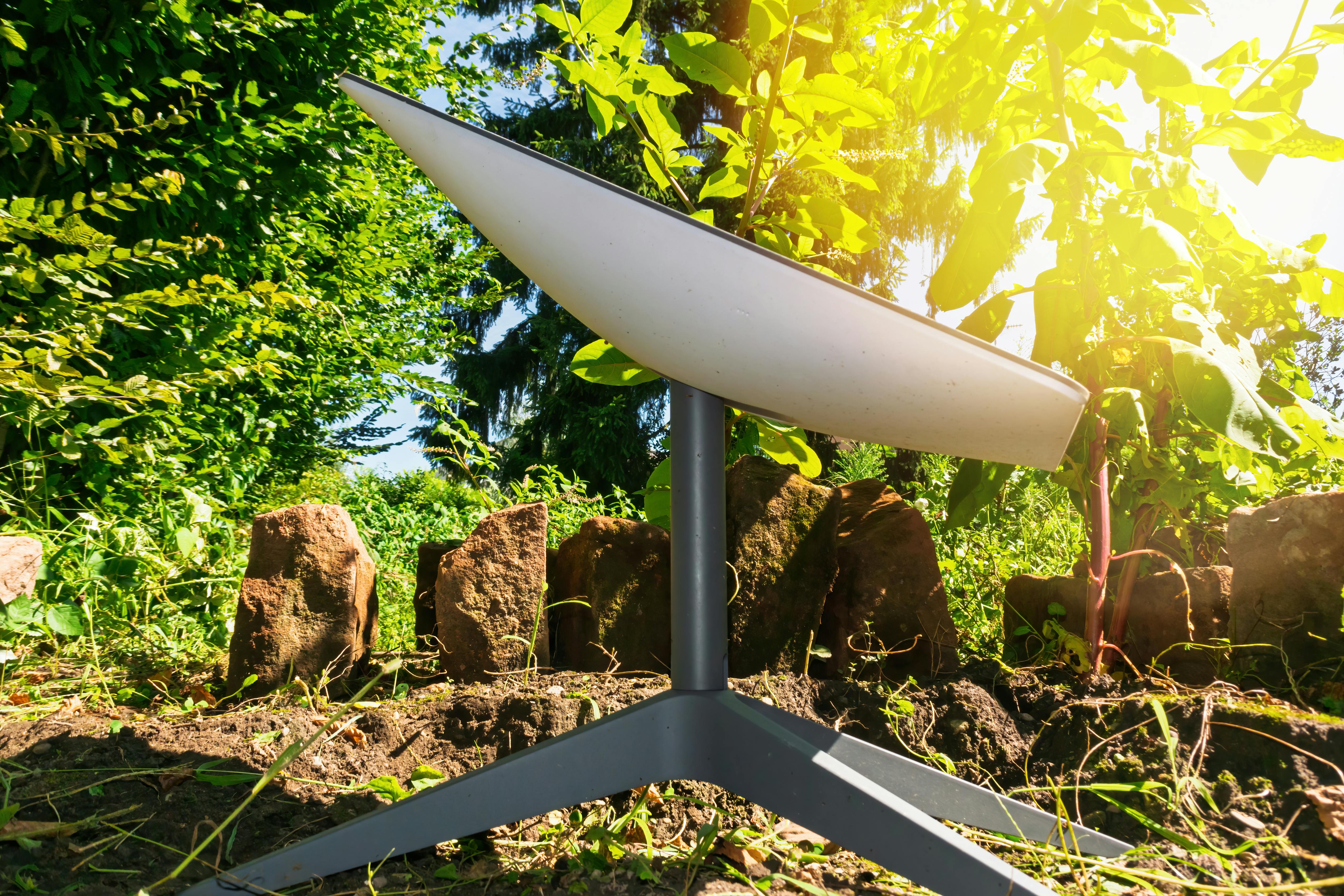 Starlink antenna in rural setting