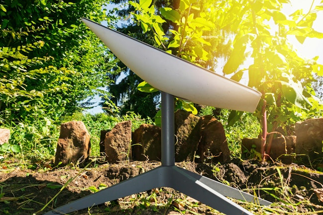 Starlink antenna in rural setting
