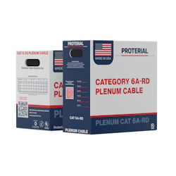 A box of Category 6A cable with an outside diameter of 0.240 inches (right) occupies less space than a box of Category 6A with an OD of 0.270 inches (left). A box of Category 6A cable with an outside diameter of 0.240 inches (right) occupies less space than a box of Category 6A with an OD of 0.270 inches (left).