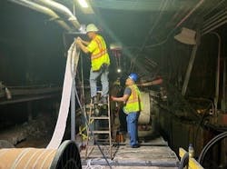 MaxCell's MaxWrap helped installers from HYLAN execute a continuous pull through 1.4 miles of tunnel beneath the Hudson River. MaxCell's MaxWrap helped installers from HYLAN execute a continuous pull through 1.4 miles of tunnel beneath the Hudson River.