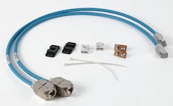 Shown here is an In-Line Connector-to-RJ45 patch cord assembly, which offers a compact design for tight spaces. Shown here is an In-Line Connector-to-RJ45 patch cord assembly, which offers a compact design for tight spaces.
