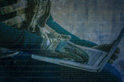 Camouflaged Hands Hacking Laptop Camouflaged Hands Hacking Laptop