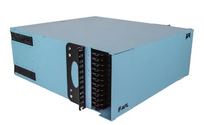 Shown here is a 4RU fiber housing, part of AFL’s DENALI Optical Fiber Platform. The platform includes housings of various heights, all of which feature modular tray-based systems, integrated rear trunk cable management, and removal front patch cord management clips. The universal tray system fits all cassette sizes.