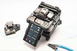 Pictured here are the 100S Core-Alignement Fusion Splicer and the CT60 Cleaver, both recently introduced by Fujikura Europe. The splicer includes a dual-fiber prep system, which speeds up total splice time. The cleaver allows one-handed operation, has 60- and 80-degree opening angles, and offers 28 position settings with no height-adjustment needed. Pictured here are the 100S Core-Alignement Fusion Splicer and the CT60 Cleaver, both recently introduced by Fujikura Europe. The splicer includes a dual-fiber prep system, which speeds up total splice time. The cleaver allows one-handed operation, has 60- and 80-degree opening angles, and offers 28 position settings with no height-adjustment needed.