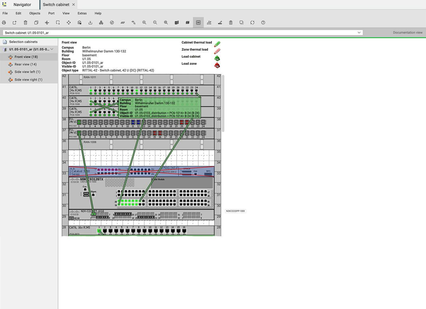 Facility-oriented DCIM tools tend to under-document connectivity. Shown here is an image from FNT Command, a DCIM offering featuring operational representation that closes the connectivity gap other offerings leave open.