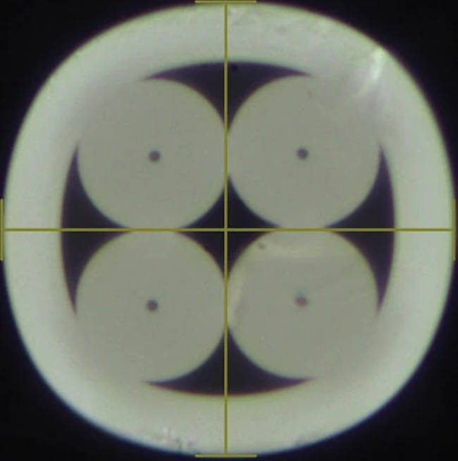 This image is taken from a spec sheet for AFL's Multicore Fiber Fanouts. The lines in the image are used to indicate the fiber's diameter, which is 110 microns.