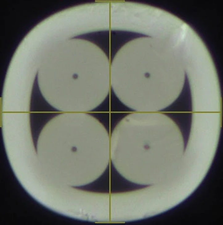 This image is taken from a spec sheet for AFL's Multicore Fiber Fanouts. The lines in the image are used to indicate the fiber's diameter, which is 110 microns.