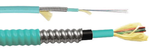The outer diameter of a 12-strand AIA (Aluminum Interlocking Armor) cable is 2.6 times that of a 12-fiber cable with a steel-Kevlar wrap.