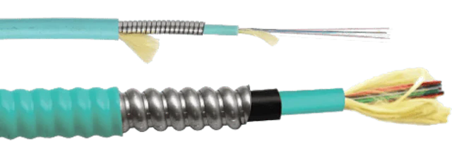 The outer diameter of a 12-strand AIA (Aluminum Interlocking Armor) cable is 2.6 times that of a 12-fiber cable with a steel-Kevlar wrap.