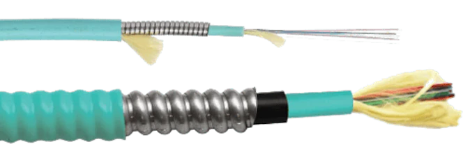 The outer diameter of a 12-strand AIA (Aluminum Interlocking Armor) cable is 2.6 times that of a 12-fiber cable with a steel-Kevlar wrap.